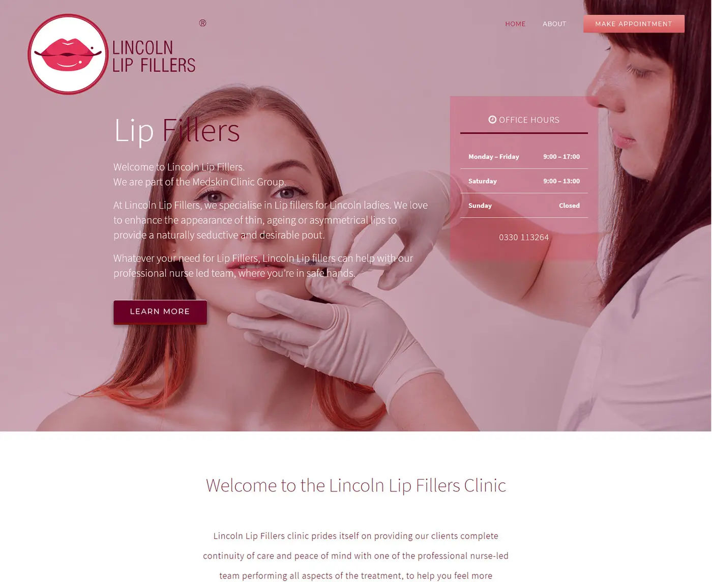 Lincoln Lip Fillers - website design